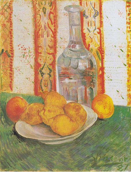 Still Life with Bottle and Lemons on a Plate